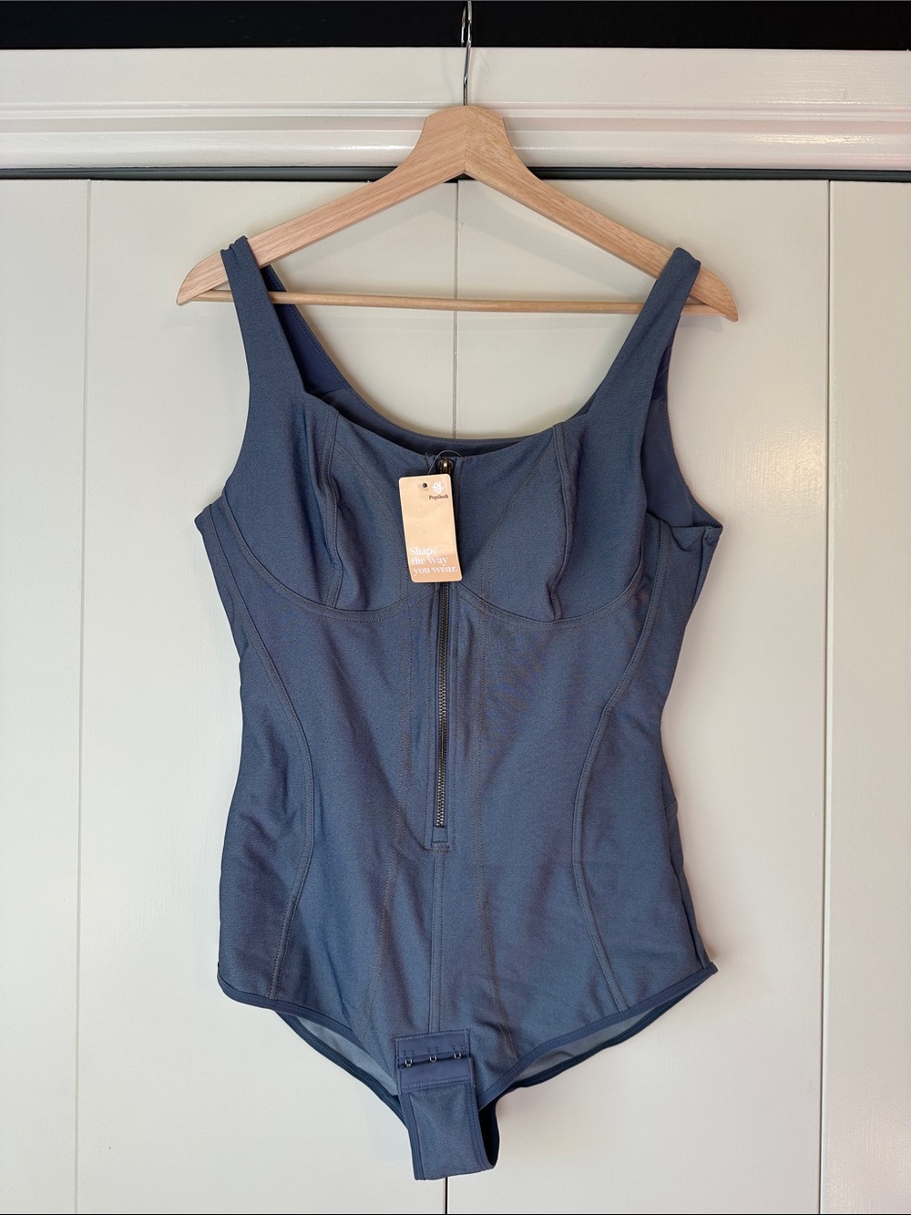 NWT Popilush Denim Looking (not denim) Bodysuit -Size L